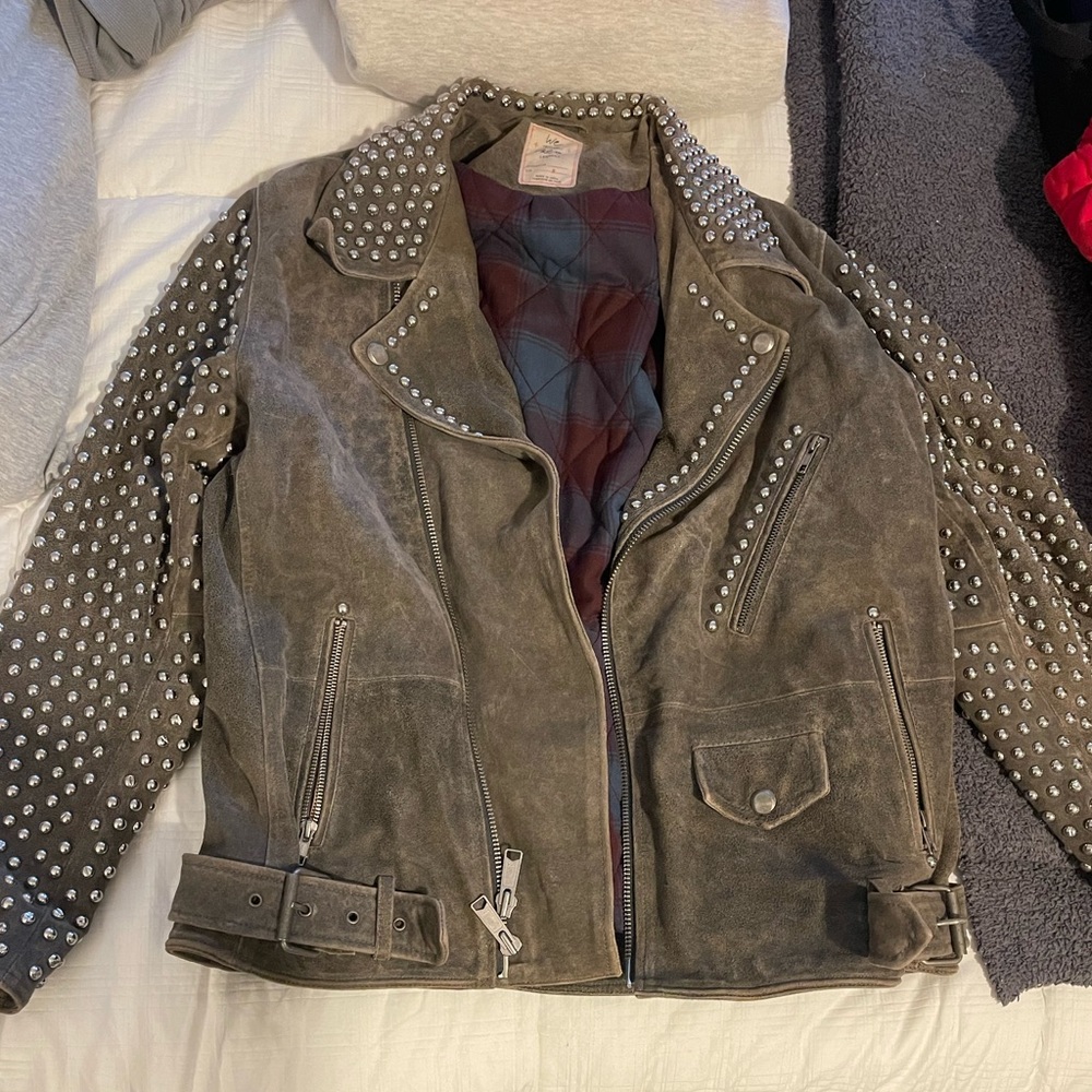 Rare free people studded leather jacket